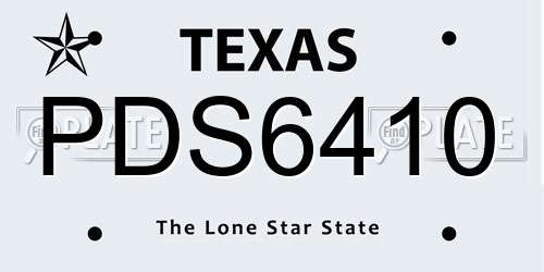 PDS6410 Texas License Plate
