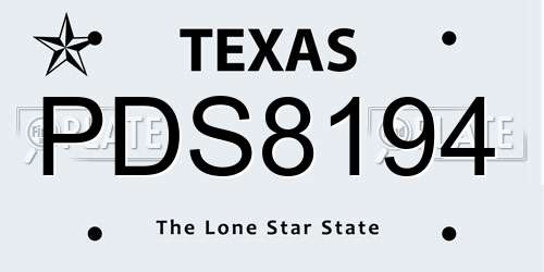 PDS8194 Texas License Plate