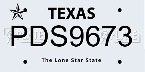 PDS9673 Texas License Plate