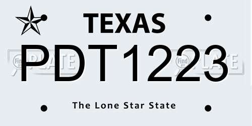 PDT1223 Texas License Plate