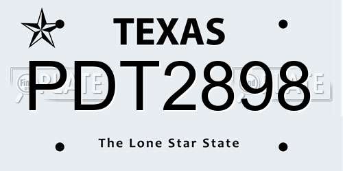 PDT2898 Texas License Plate