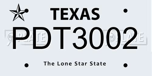 PDT3002 Texas License Plate