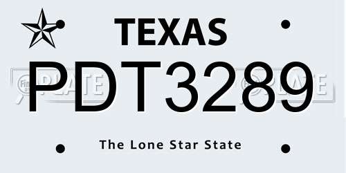 PDT3289 Texas License Plate
