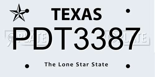 PDT3387 Texas License Plate