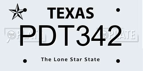 PDT342 Texas License Plate