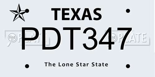 PDT347 Texas License Plate