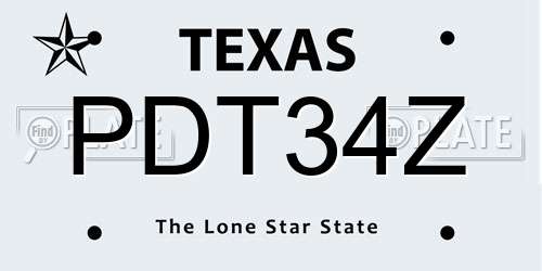 PDT34Z Texas License Plate
