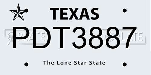 PDT3887 Texas License Plate