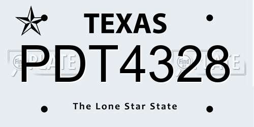 PDT4328 Texas License Plate