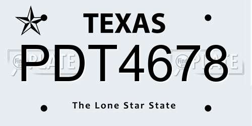 PDT4678 Texas License Plate