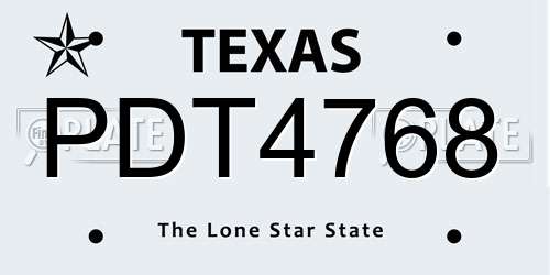 PDT4768 Texas License Plate