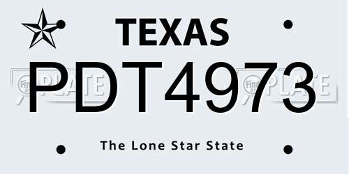 PDT4973 Texas License Plate