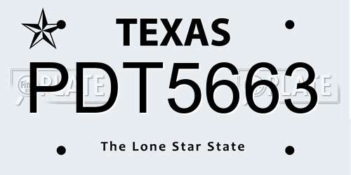 PDT5663 Texas License Plate