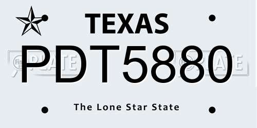 PDT5880 Texas License Plate