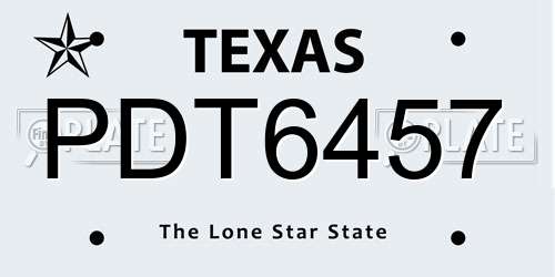 PDT6457 Texas License Plate