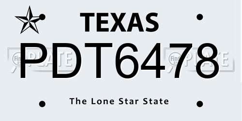 PDT6478 Texas License Plate