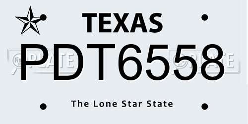 PDT6558 Texas License Plate