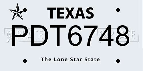 PDT6748 Texas License Plate