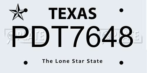 PDT7648 Texas License Plate