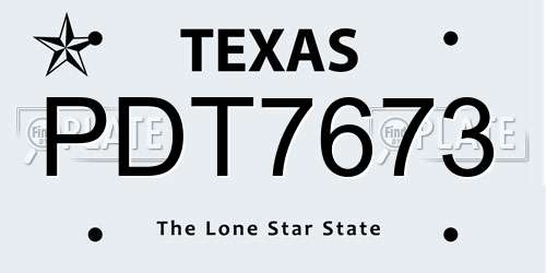 PDT7673 Texas License Plate