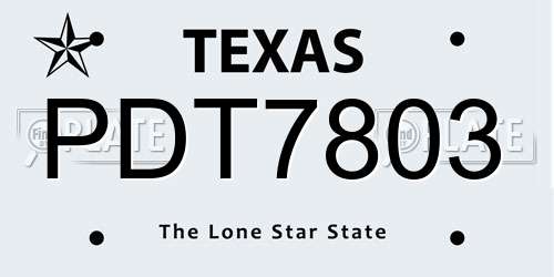PDT7803 Texas License Plate