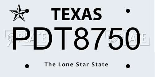 PDT8750 Texas License Plate