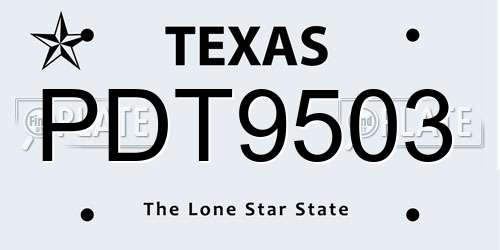 PDT9503 Texas License Plate