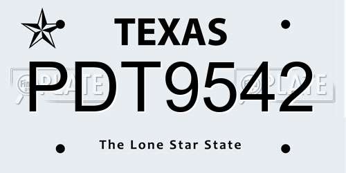 PDT9542 Texas License Plate