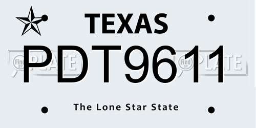 PDT9611 Texas License Plate