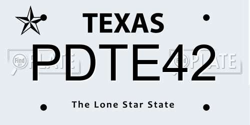 PDTE42 Texas License Plate