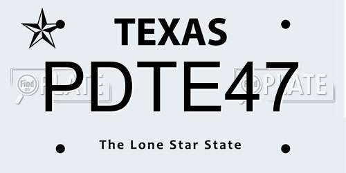 PDTE47 Texas License Plate