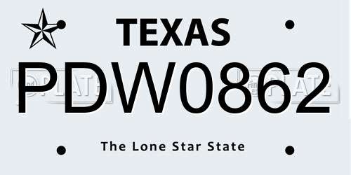 PDW0862 Texas License Plate