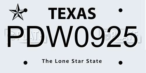 PDW0925 Texas License Plate