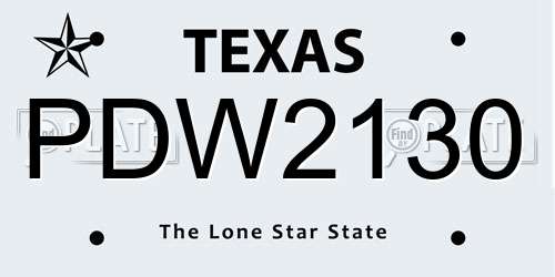 PDW2130 Texas License Plate