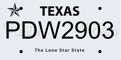 PDW2903 Texas License Plate