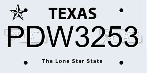 PDW3253 Texas License Plate