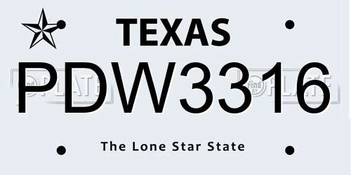 PDW3316 Texas License Plate