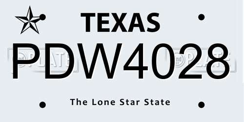 PDW4028 Texas License Plate