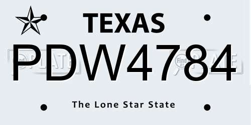 PDW4784 Texas License Plate
