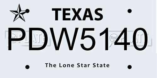 PDW5140 Texas License Plate