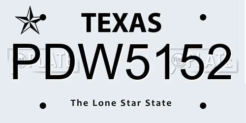 PDW5152 Texas License Plate