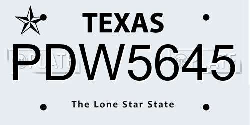 PDW5645 Texas License Plate