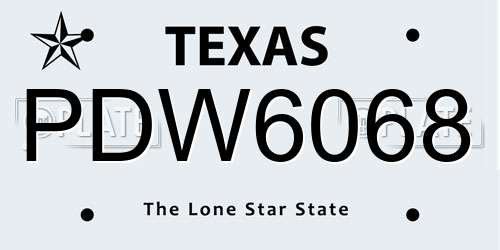 PDW6068 Texas License Plate