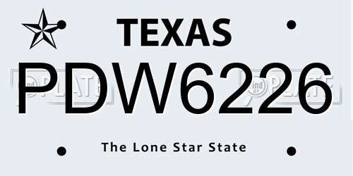 PDW6226 Texas License Plate