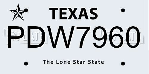 PDW7960 Texas License Plate