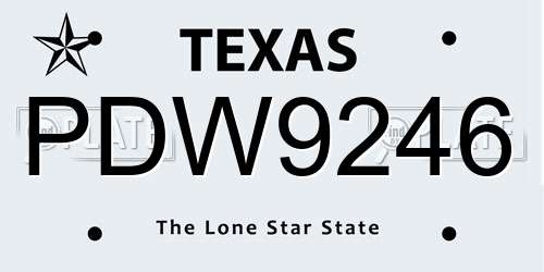 PDW9246 Texas License Plate
