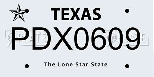 PDX0609 Texas License Plate