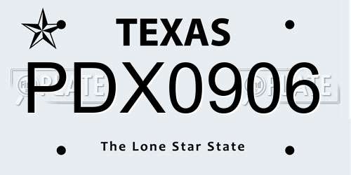 PDX0906 Texas License Plate