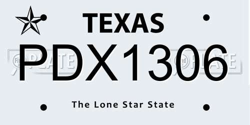 PDX1306 Texas License Plate