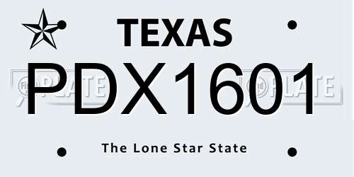 PDX1601 Texas License Plate